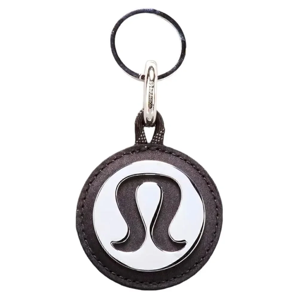Lululemon Mirror Logo Keychain Bag Charm Clip Black Silver NWT Gift Idea